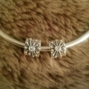 Authentic x2 Pandora 14k & 925 Ale Starburst Charm